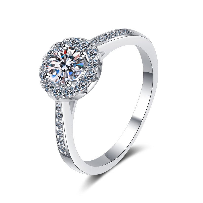 925 Sterling Silver Halo Round Cut CZ Classic Ring 1