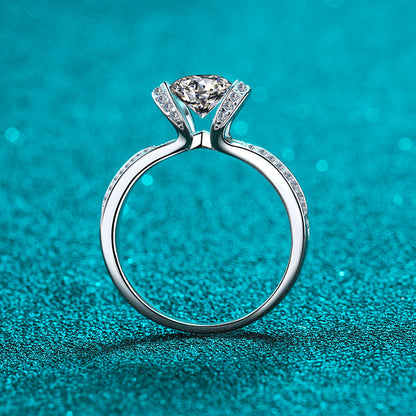 925 Sterling Silver Round Cut CZ Unique Ring 4