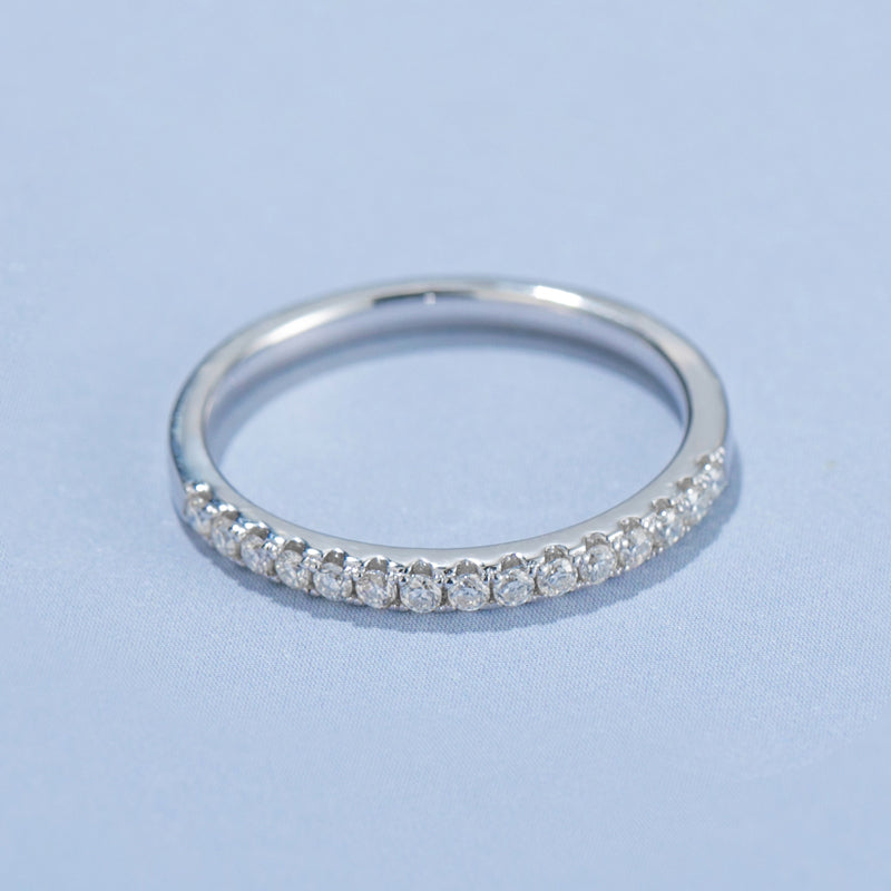 925 Sterling Silver Round Cut 1.5mm CZ  Wedding Band Women 11