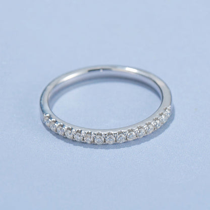 925 Sterling Silver Round Cut 1.5mm CZ  Wedding Band Women 11