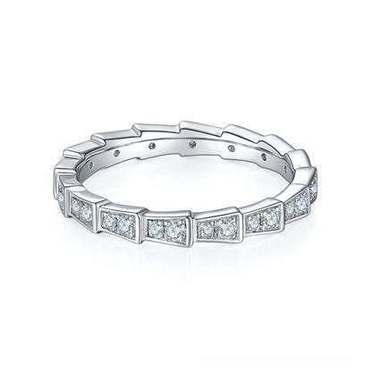 925 Sterling Silver Round Cut CZ Mechanical Snake Eternity Ring 3