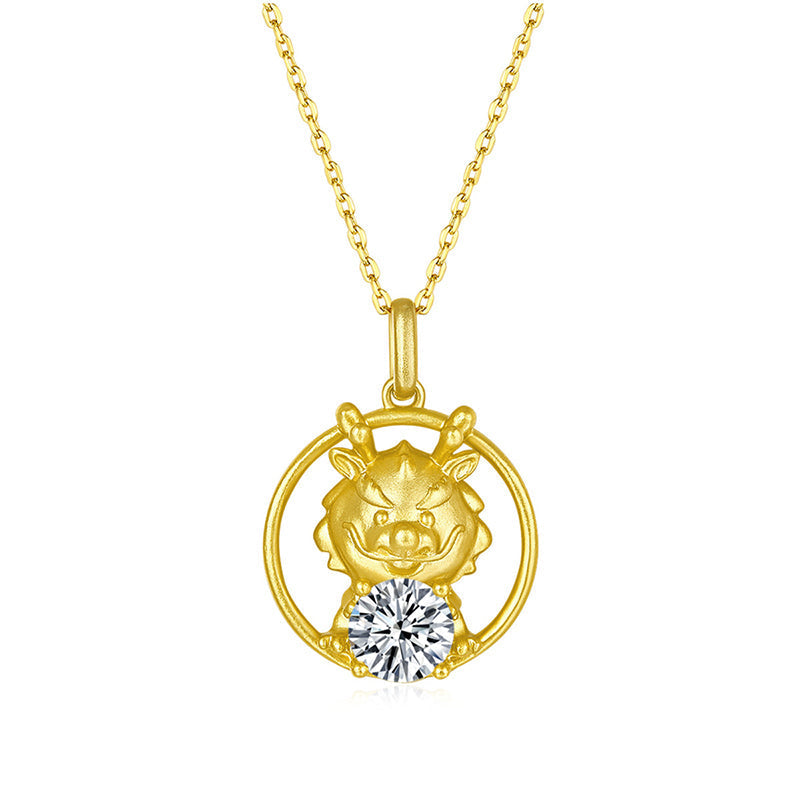 925 Sterling Silver Round Cut CZ Dragon Pendant Necklace 1