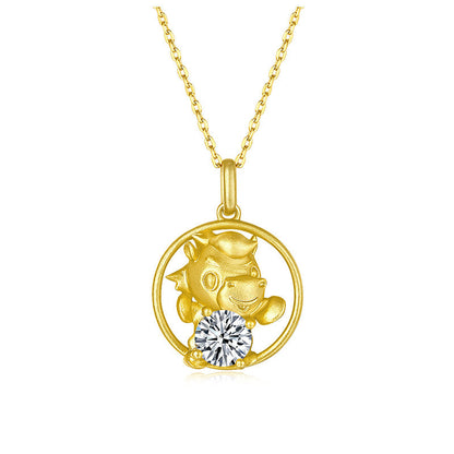 925 Sterling Silver Round Cut CZ Horse Pendant Necklace 1