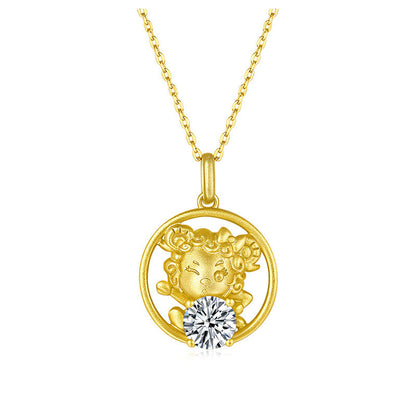 925 Sterling Silver Round Cut CZ Sheep Pendant Necklace 1