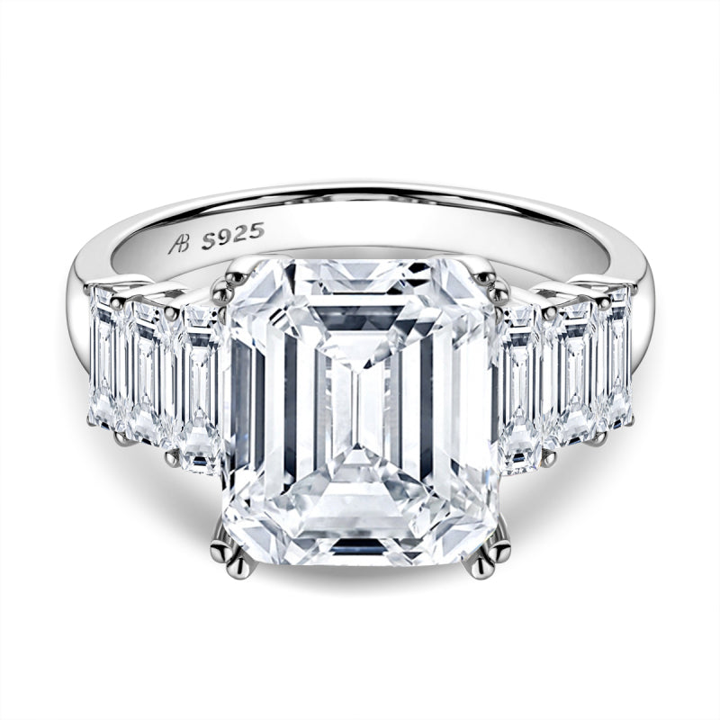 925 Sterling Silver Emerald Cut CZ Ring 1