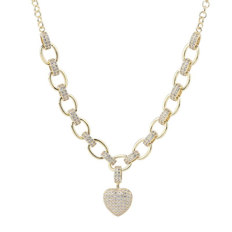 925 Sterling Silver Round Cut Created Diamond Heart-shaped Tennis Pendant Necklace 1