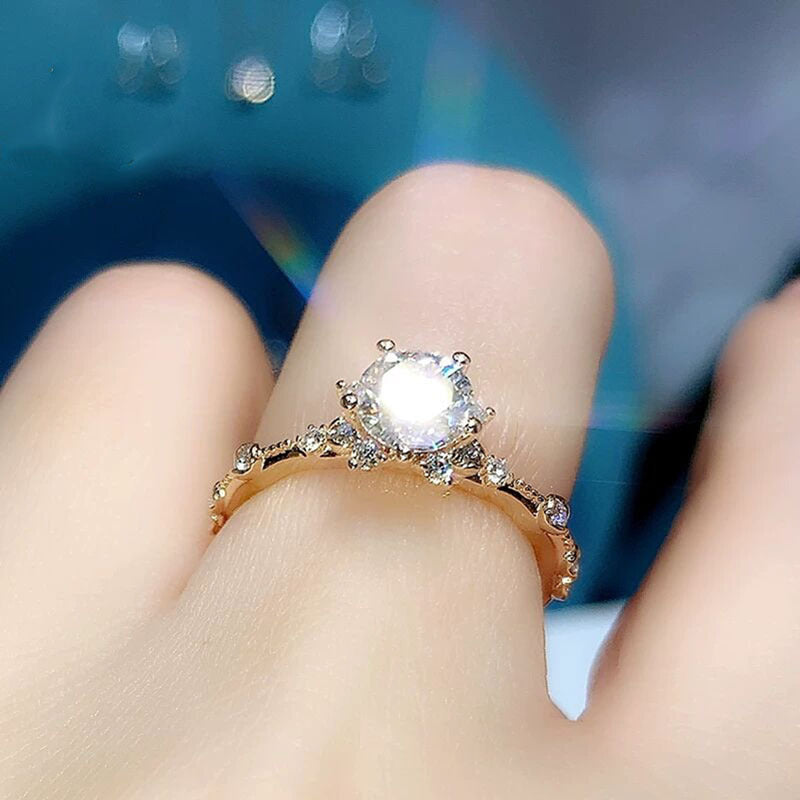 925 Sterling Silver Rose Gold Plated Round Cut CZ Unique Engagement Rings For Women 8