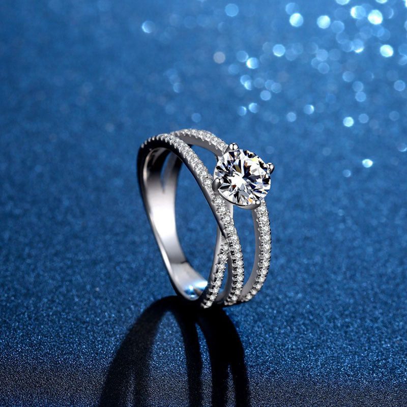 925 Sterling Silver Round Cut CZ Unique Engagement Rings for Women 3