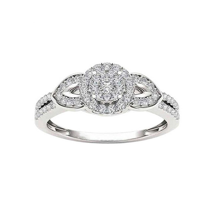 925 Sterling Silver Round Cut CZ Halo Unique Engagement Rings For Women 1