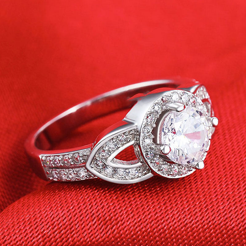 925 Sterling Silver Round Cut CZ Halo Unique Engagement Rings For Women 3