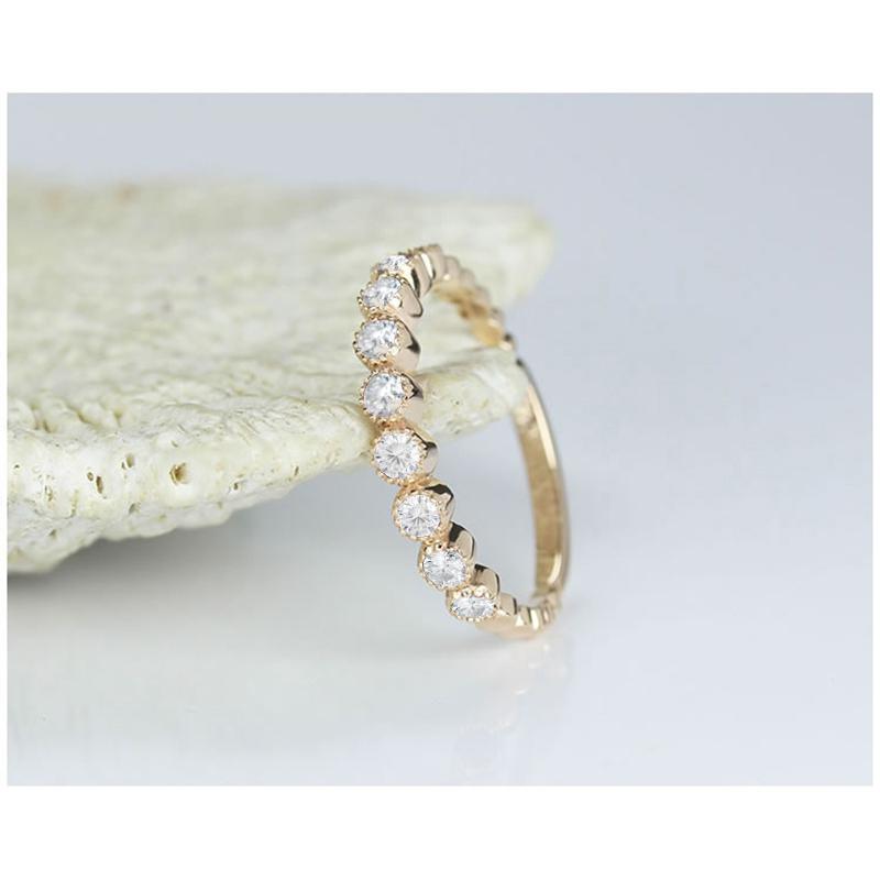 925 Sterling Silver Round Cut CZ Vintage Half Eternity Ring 1