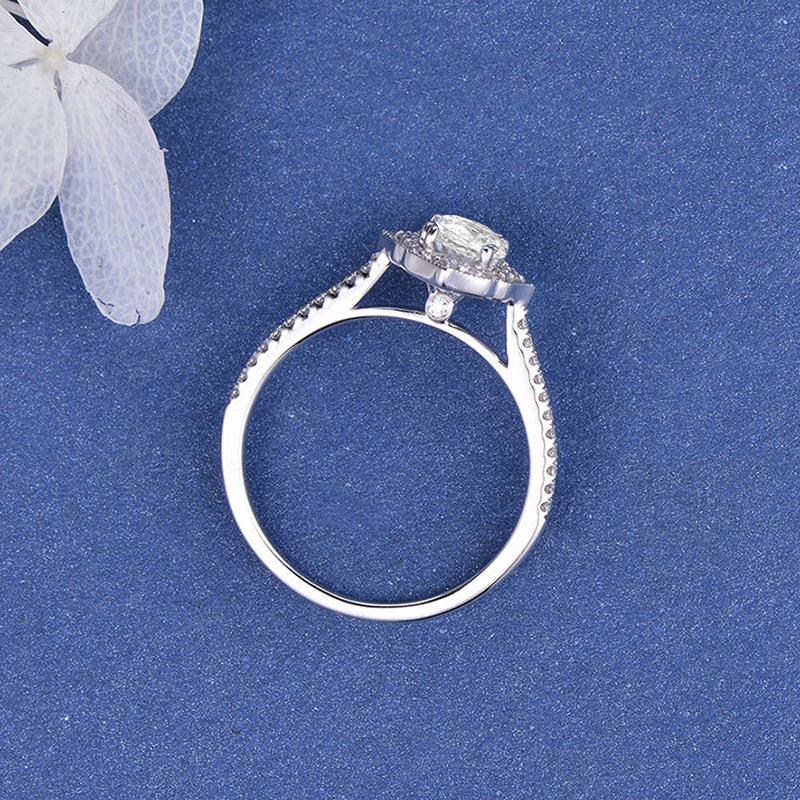 925 Sterling Silver Vintage Halo Oval Cut CZ Ring 6