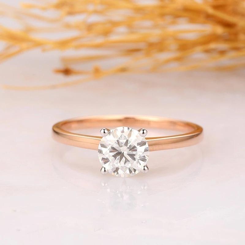 925 Sterling Silver Two-Tone Round Cut CZ Solitaire Ring 1