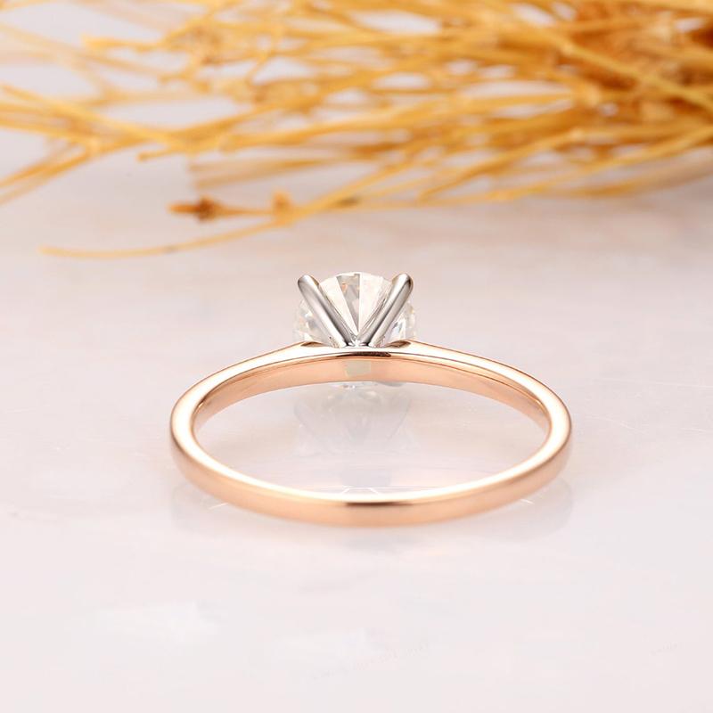 925 Sterling Silver Two-Tone Round Cut CZ Solitaire Ring 4