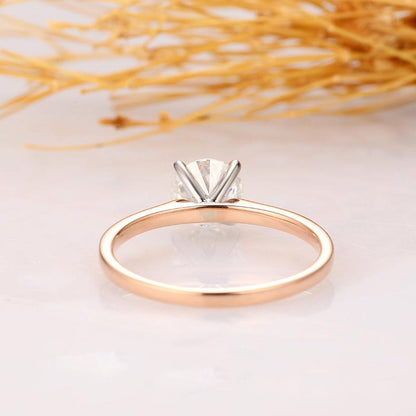 925 Sterling Silver Two-Tone Round Cut CZ Solitaire Ring 4