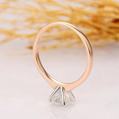 925 Sterling Silver Two-Tone Round Cut CZ Solitaire Ring 6