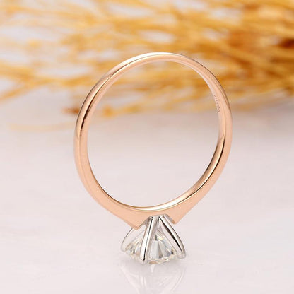 925 Sterling Silver Two-Tone Round Cut CZ Solitaire Ring 5