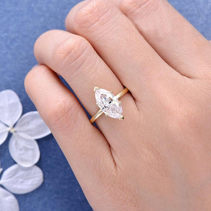 925 Sterling Silver Marquise Cut CZ Solitaire Ring 7