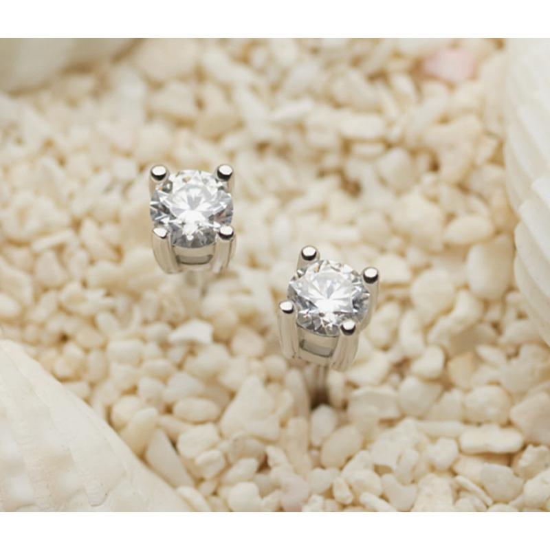 925 Sterling Silver Round Cut Cubic Zirconia Classic Stud Earrings 3