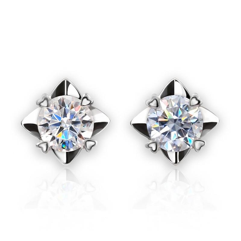 925 Sterling Silver Round Cut CZ Fashion Stud Earrings 1