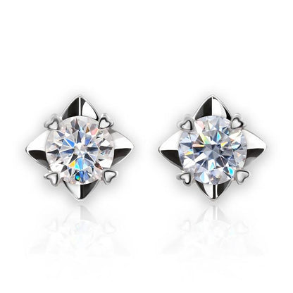 925 Sterling Silver Round Cut CZ Fashion Stud Earrings 1