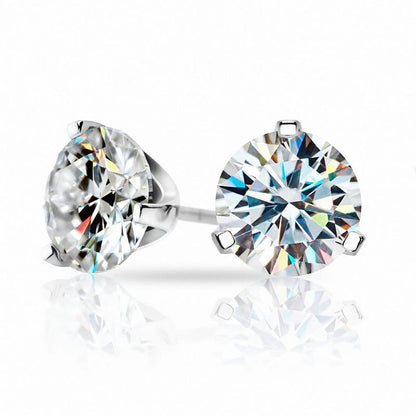 925 Sterling Silver Round Cut Cubic Zirconia Classic Stud Earrings 1