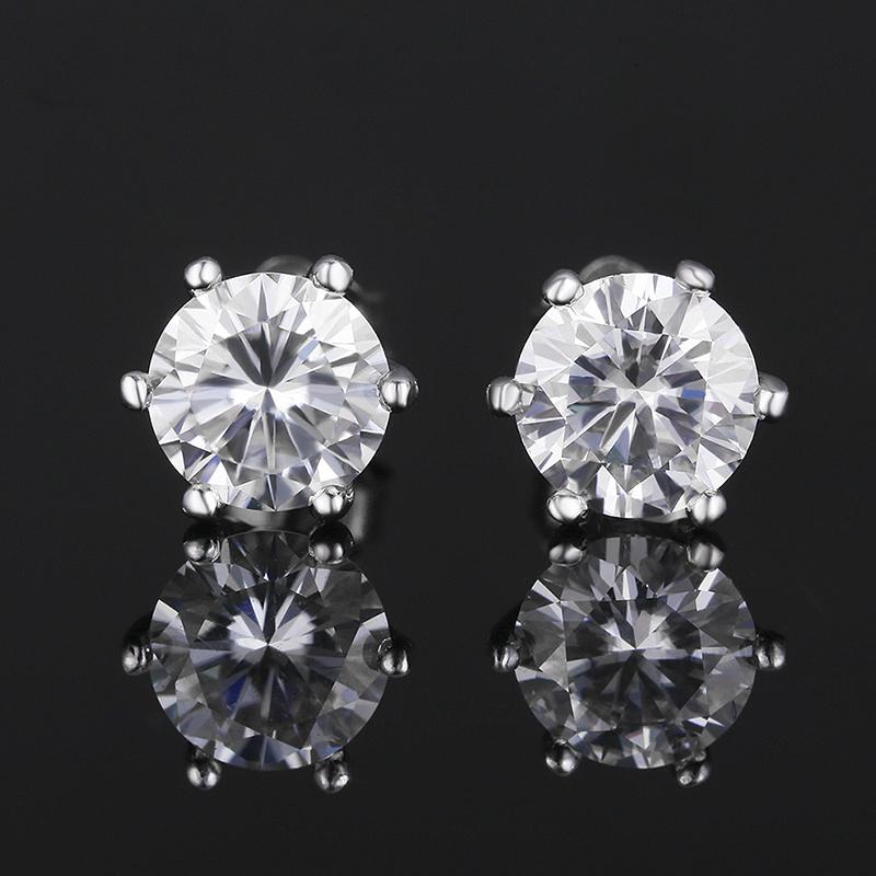 925 Sterling Silver Round CZ Classic Stud Earrings 1