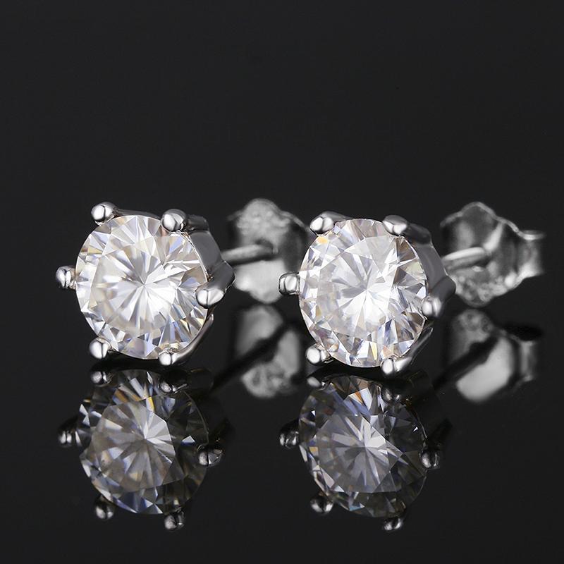 925 Sterling Silver Round CZ Classic Stud Earrings 2