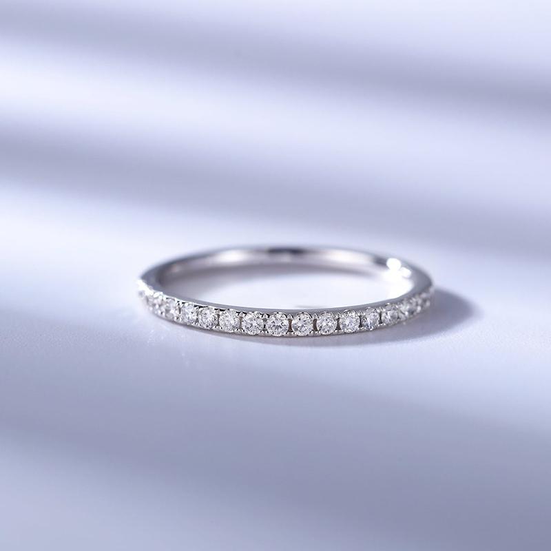 925 Sterling Silver Round Cut CZ Eternity Band Ring 1