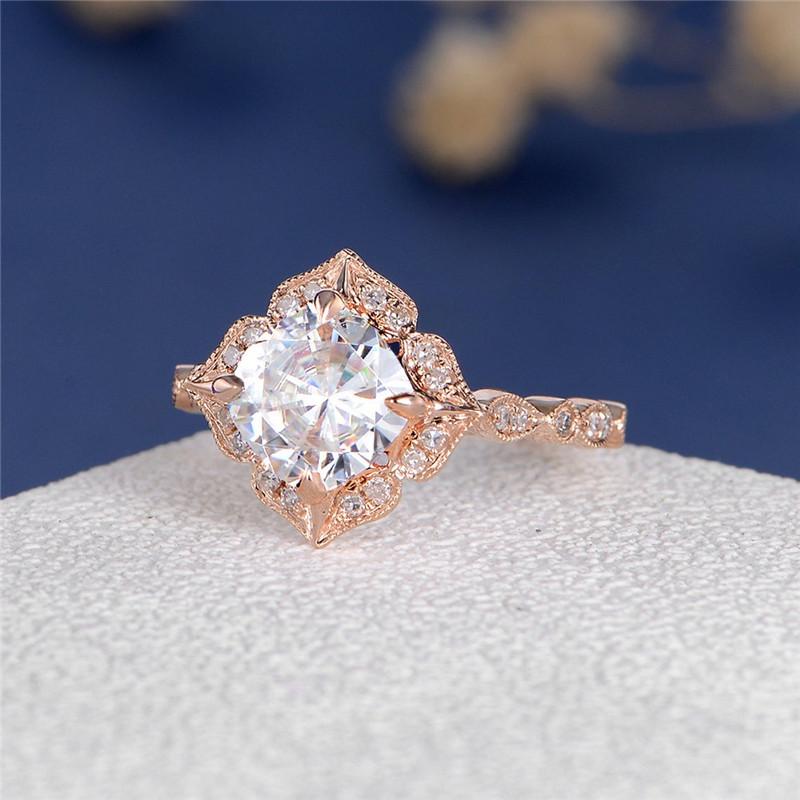 925 Sterling Silver Cushion Cut 7mm CZ Flower Halo Vintage Ring 2