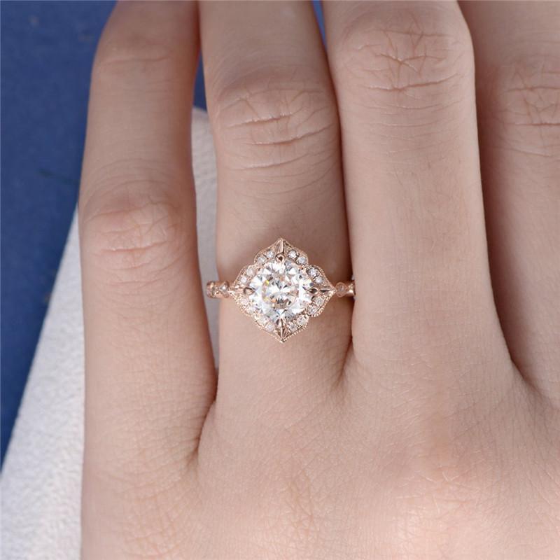 925 Sterling Silver Cushion Cut 7mm CZ Flower Halo Vintage Ring 5