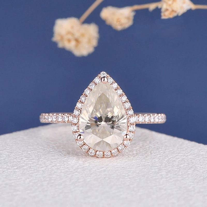 925 Sterling Silver Pear Shaped CZ Halo Ring 1