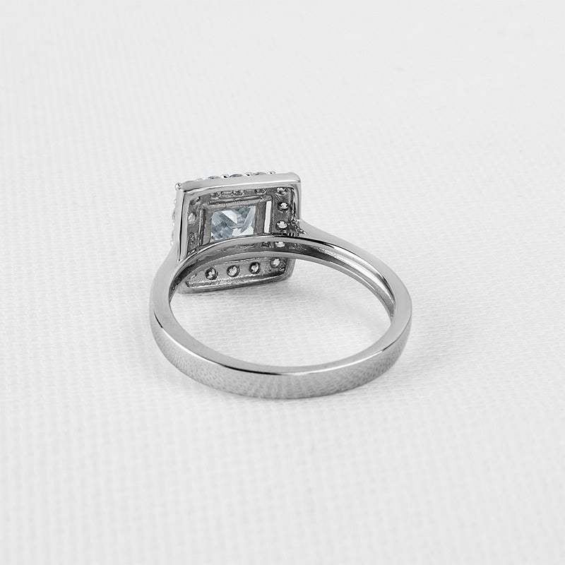 925 Sterling Silver Princess Cut CZ Halo Ring 4