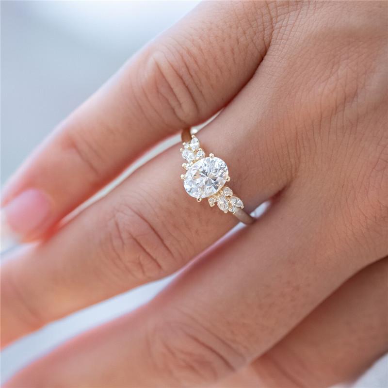 925 Sterling Silver Oval Cut CZ Classic Ring 5