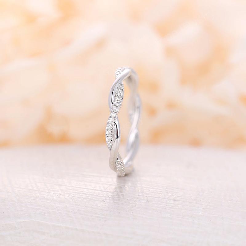 925 Sterling Silver CZ Unique Twist Shank Ring 4