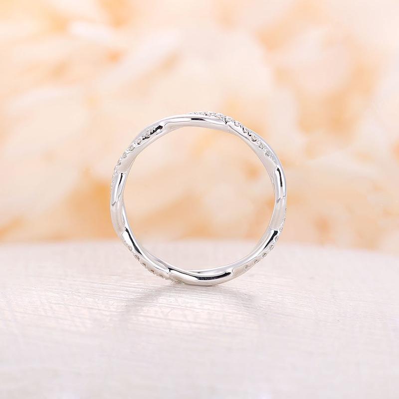 925 Sterling Silver CZ Unique Twist Shank Ring 6