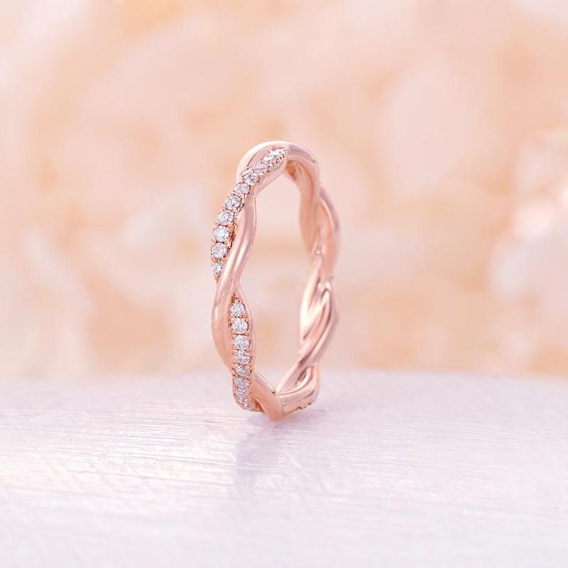 925 Sterling Silver CZ Unique Twist Shank Ring 2