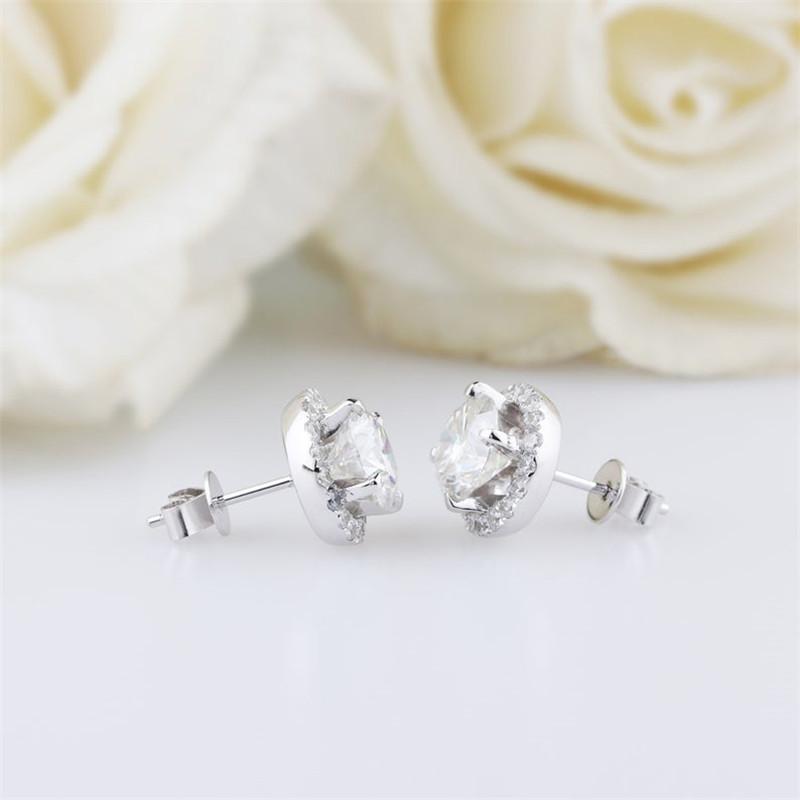 925 Sterling Silver Round CutCubic Zirconia Halo Stud Earrings 3