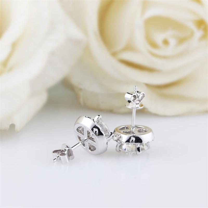 925 Sterling Silver Round CutCubic Zirconia Halo Stud Earrings 6