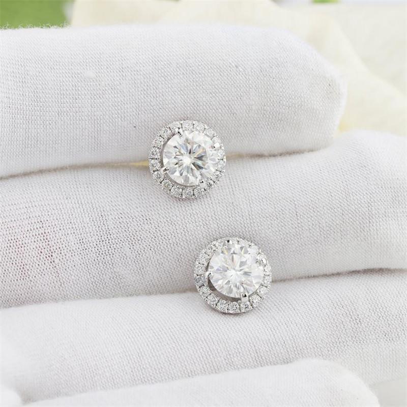 925 Sterling Silver Round CutCubic Zirconia Halo Stud Earrings 4