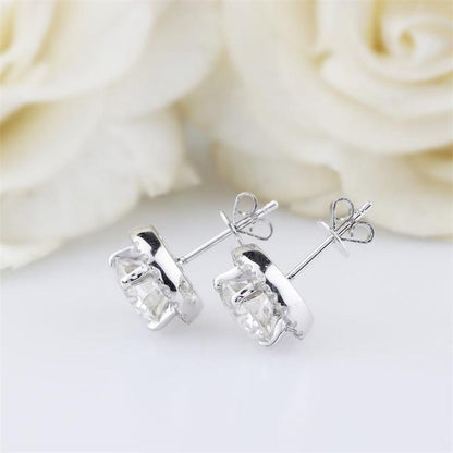 925 Sterling Silver Round CutCubic Zirconia Halo Stud Earrings 5