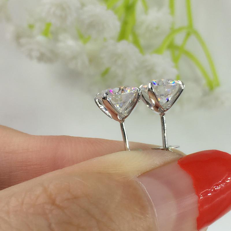 925 Sterling Silver Round Cut Cubic Zirconia Stud Earrings 5