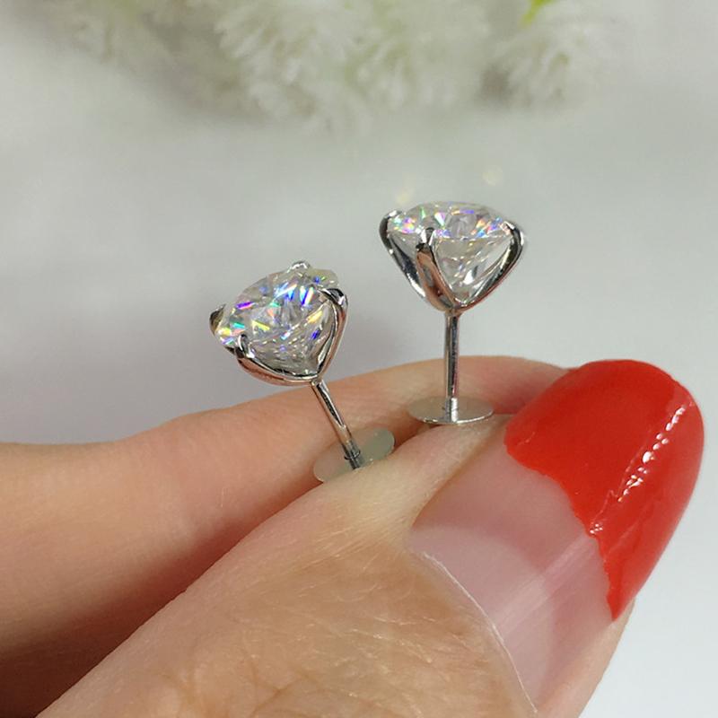 925 Sterling Silver Round Cut Cubic Zirconia Stud Earrings 6