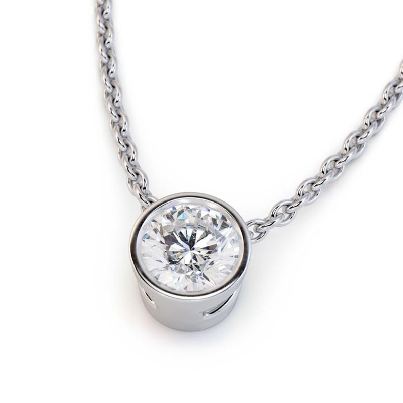 925 Sterling Silver Round Cut CZ Classic Pendant Necklace 4