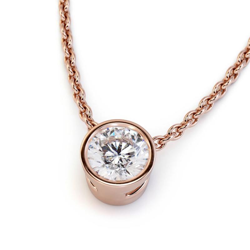 925 Sterling Silver Round Cut CZ Classic Pendant Necklace 5