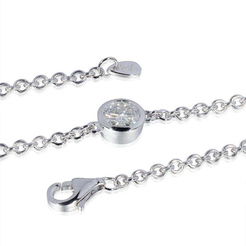 925 Sterling Silver Round Cut D Color CZ Diamond Bolo Bracelet 3