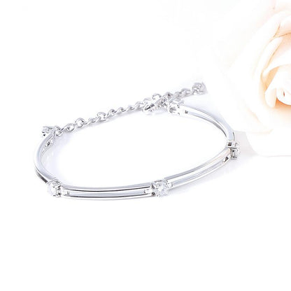 925 Sterling Silver 4mm Round Cut 1.2cttw Color Grade D CZ Bangle 2