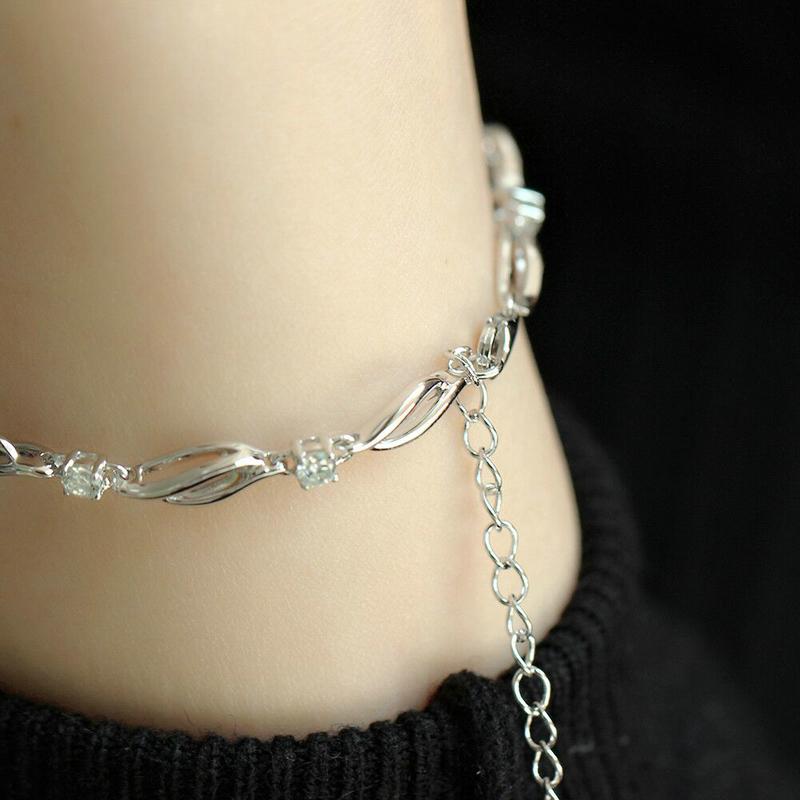 925 Sterling Silver 3mm Round Cut 0.9cttw CZ Bolo Fashion Bracelet 6