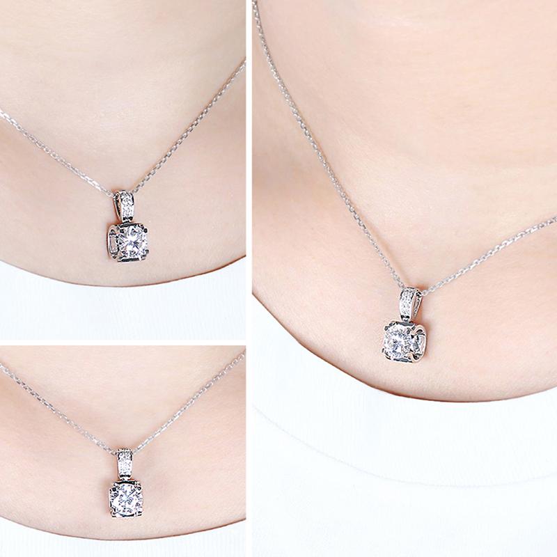 925 Sterling Silver CZ Classic Pendant Nacklace 4