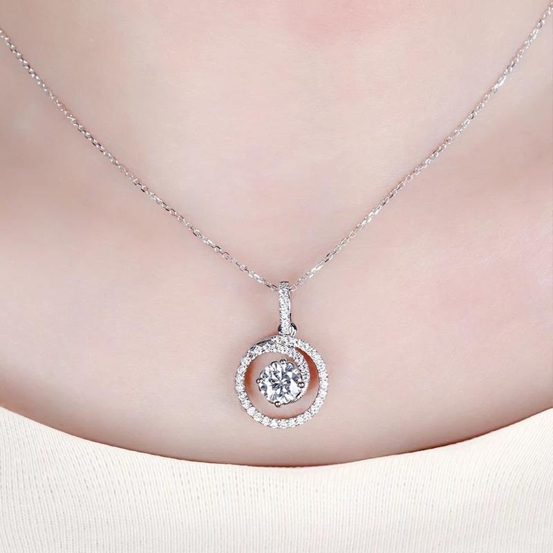 925 Sterling Silver Round Cut Halo Pendant Necklace 5